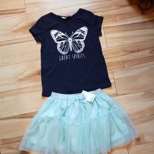 NWT Bundle H&M sparkly skirt & butterfly top, 6-8